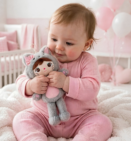 Metoo Mini Fluffy Cat Girl Doll with Bow