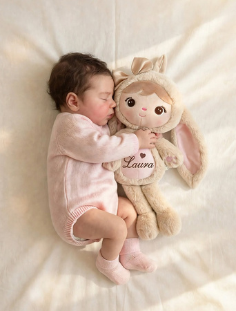 Metoo Fluffy Light Beige Bunny Girl with Bow